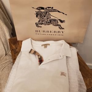 100% Authentic Burberry White Polo Shirt